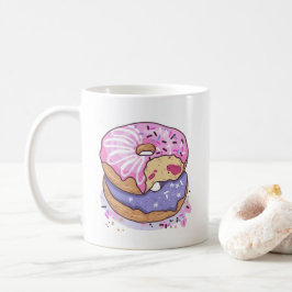 Waterverf roze en Paarse donuts met sprinken Koffiemok