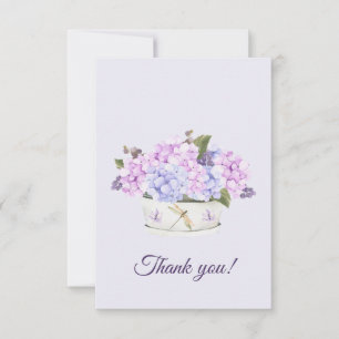 Waterverf Roze en Paarse Hydrangea Flowers Bedankkaart