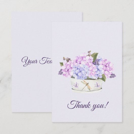 Waterverf Roze en Paarse Hydrangea Flowers Bedankkaart (Voorkant / Achterkant)