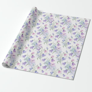 Waterverf Roze en Paarse Klokjesbloemen Cadeaupapier