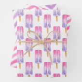 Waterverf Roze en Paarse Popsikel Chevron Inpakpapier Vel (In situ)