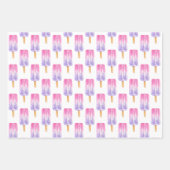 Waterverf Roze en Paarse Popsikel Chevron Inpakpapier Vel (Voorkant)