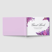 Waterverf roze en paarse rozen. Bloemenbruiloft Gastenboek (Volledig)