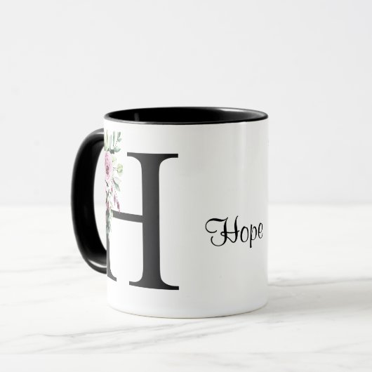 "Waterverf Roze en Paarse Rozen Initiaal 'H' Mok (Voorkant links)