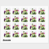 Waterverf Roze en Paarse Tulp Sticker (Vel)