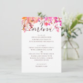 Waterverf roze en perzik bloemetuin bruiloft menu (Staand voorkant)