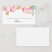 Waterverf roze en perzik tuin bloemenbruiloft plaatskaartje (Voorkant / Achterkant)