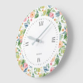 Waterverf roze en perzikerponie patroon grote klok (Hoek)