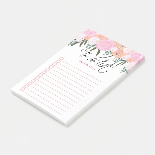 Waterverf Roze en PerzikFloral Post-it® Notes (Schuin)