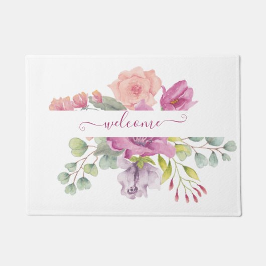 Waterverf roze en perzikkleurig deurmat (Voorkant)