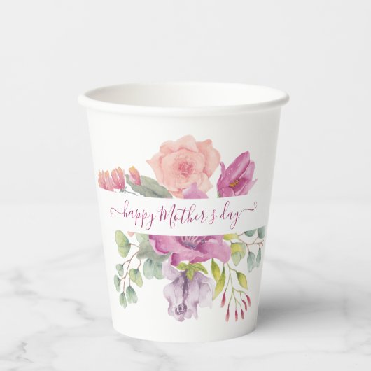 Waterverf roze en perzikkleurig papieren bekers (Voorkant)