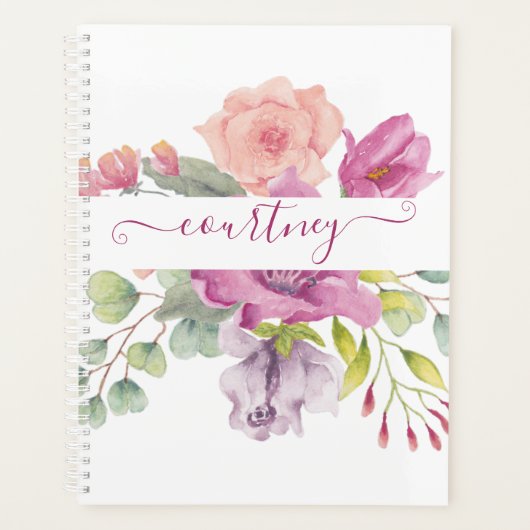 Waterverf roze en perzikkleurig planner (Voorkant)