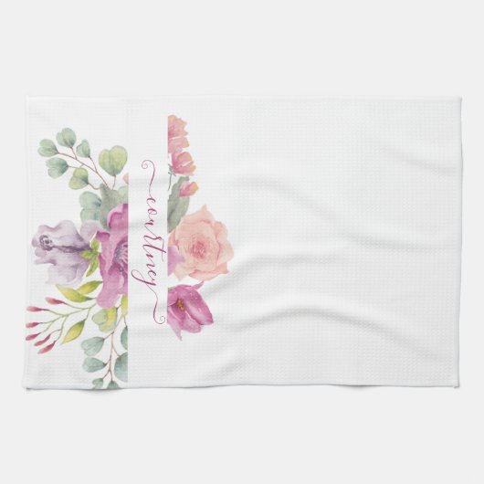 Waterverf roze en perzikkleurig theedoek (Horizontaal)