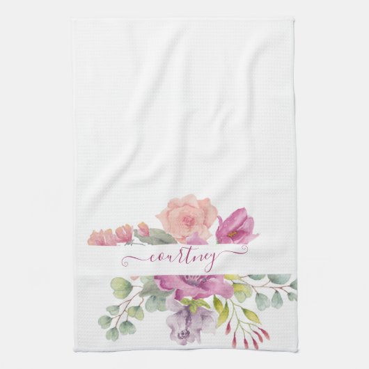 Waterverf roze en perzikkleurig theedoek (Verticaal)