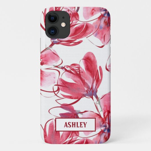 Waterverf roze en rode bloemen Case-Mate iPhone case (Achterkant)