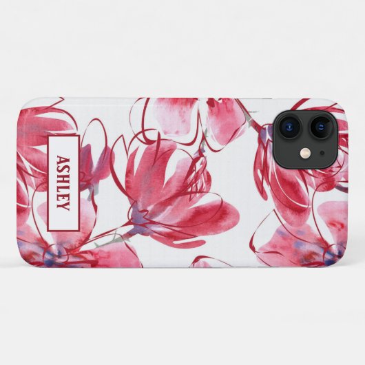 Waterverf roze en rode bloemen Case-Mate iPhone case (Achterkant (horizontaal))
