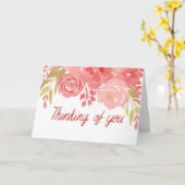 Waterverf roze en rode bloemen sympathiekaart kaart (Gele Bloem)