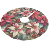 Waterverf Roze en Rode Poinsettia Kerstboom Rok (Gekanteld)