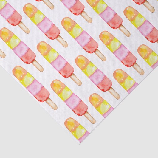 Waterverf Roze en Rode Popsicles Tissuepapier (Detail)