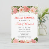 Waterverf Roze en Rode Rozen Bruidsdouche Kaart (Staand voorkant)