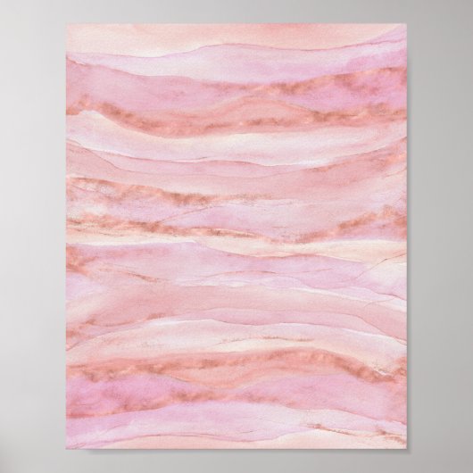 Waterverf roze en Roos Gold Layers Poster (Voorkant)