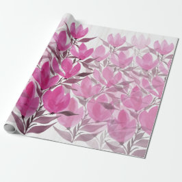 Waterverf "Roze en roze bloemen" Cadeaupapier