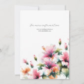 Waterverf Roze en Sinaasappel Bloemenbruiloft Kaart (Achterkant)