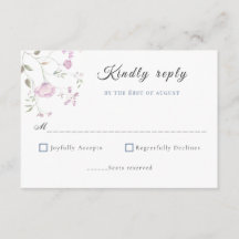 Waterverf Roze en Stofblauw Botanische RSVP