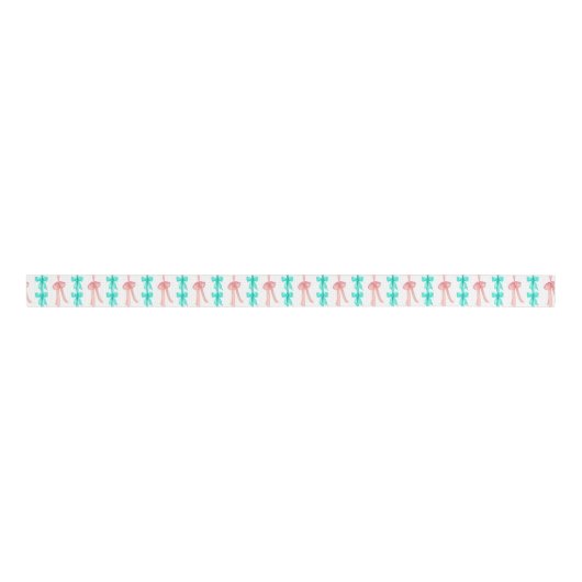 Waterverf Roze en Turquoise Coquette Bows Grosgrain Lint (Voorkant)