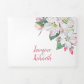 Waterverf Roze en White Apple Blossom Wedding Drieluik Uitnodiging (Cover)