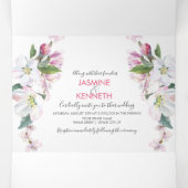 Waterverf Roze en White Apple Blossom Wedding Drieluik Uitnodiging (Binnenkant midden)