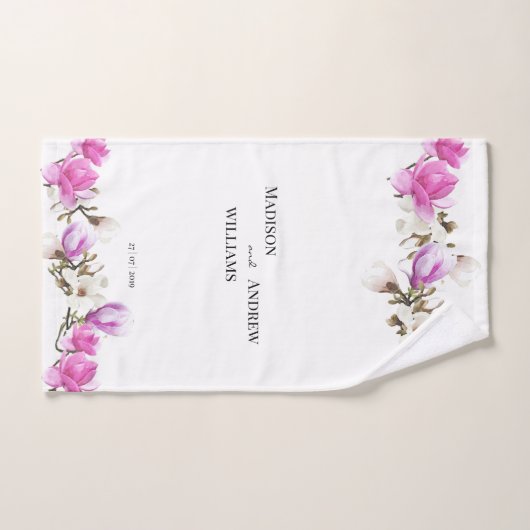 Waterverf Roze en White Magnolia Blossom Bad Handdoek (Handdoek)