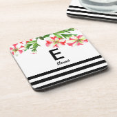 Waterverf Roze en White Petunias Design Bier Onderzetter (Linkerzijde)