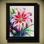 Waterverf Roze en Wit Stargazer Lily Poster