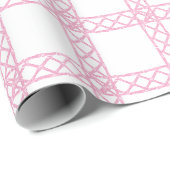 Waterverf Roze en Witte Bamboe Cadeaupapier (Rol Hoek)
