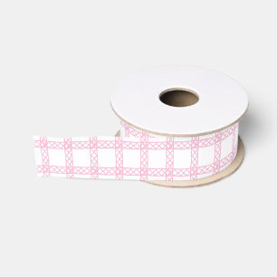 Waterverf Roze en Witte Bamboe Strepen Grosgrain Lint