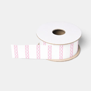 Waterverf Roze en Witte Bamboe Strepen Grosgrain Lint