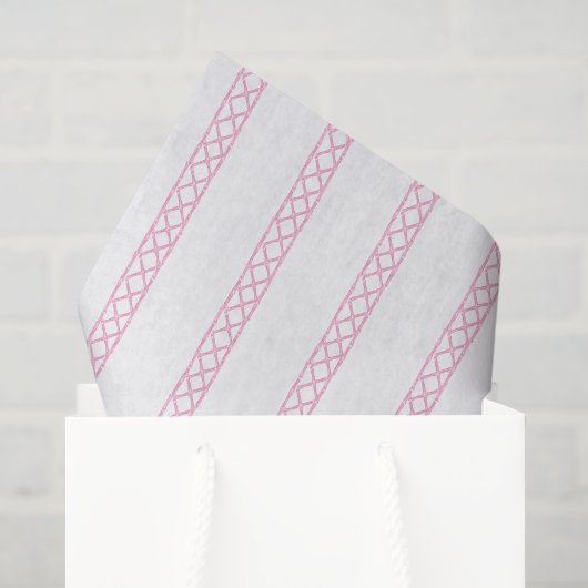 Waterverf Roze en Witte Bamboe Strepen Tissuepapier (Cadeauzakje)