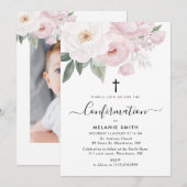 waterverf roze en witte bloem bevestiging kaart (Voorkant / Achterkant)