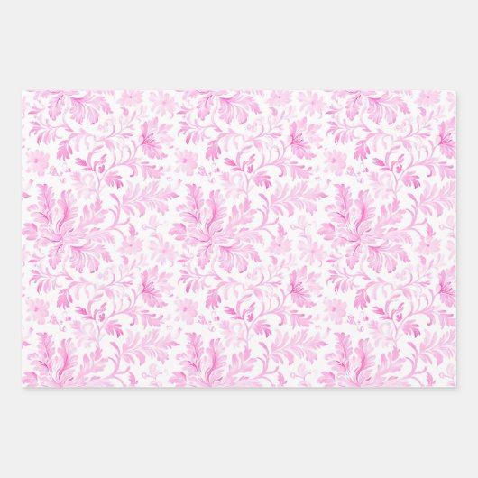Waterverf roze en witte bloemen inpakpapier vel (Voorkant)