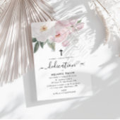 waterverf roze en witte bloemen toewijding kaart