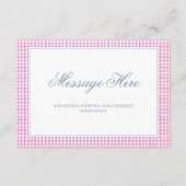 Waterverf roze en witte gingham bruiloft informatiekaartje (Voorkant)