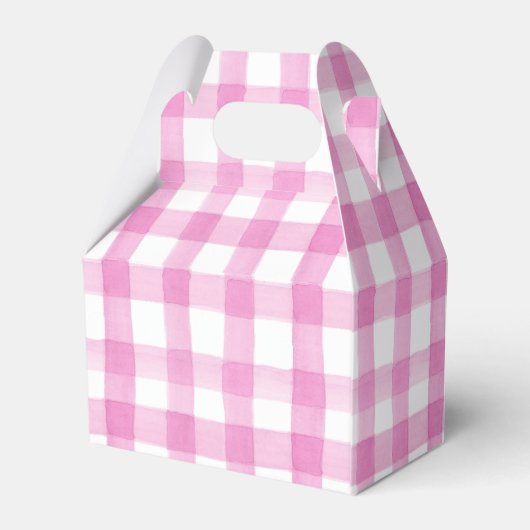 Waterverf Roze en Witte Gingham Garden Party Bedankdoosjes (Achterkant)