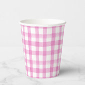 Waterverf Roze en Witte Gingham Papieren Bekers (Rechts)
