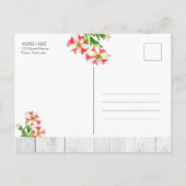 Waterverf Roze en Witte Petunias sparen de Datum Aankondigingskaart (Achterkant)