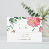Waterverf roze en witte pinda's Floral RSVP (Staand voorkant)