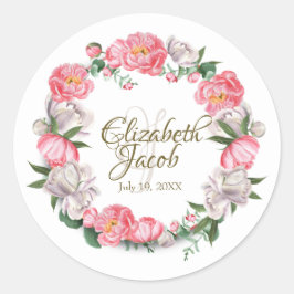 Waterverf roze en witte pony's ronde sticker