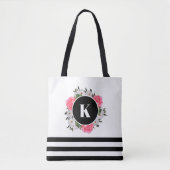 Waterverf Roze en witte rozen Cirkel Warm Tote Bag (Voorkant)