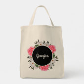 Waterverf Roze en witte rozen Cirkel Warm Tote Bag (Achterkant)
