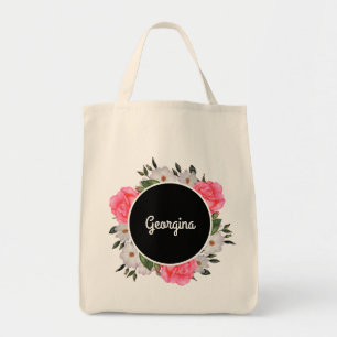 Waterverf Roze en witte rozen Cirkel Warm Tote Bag
